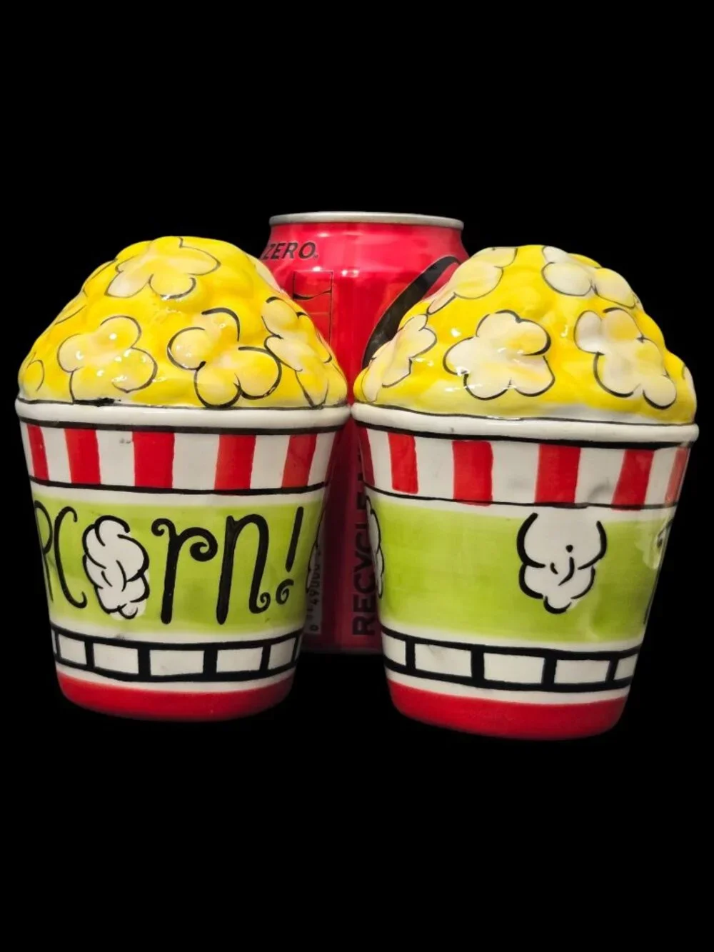 Popcorn Bucket Salt and Pepper Set Seasoning Cheese Shaker Pier 1 Vintage